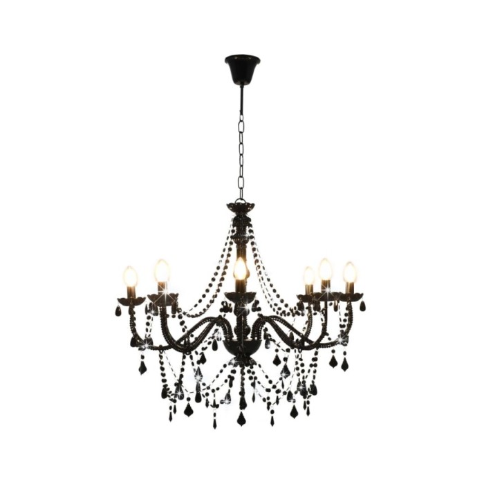 Lustre à perles Noir 8 ampoules E14