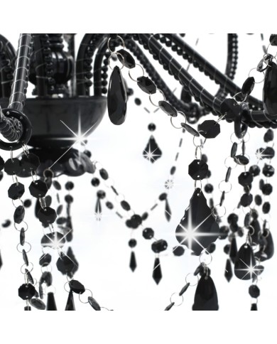 Lustre à perles Noir 8 ampoules E14