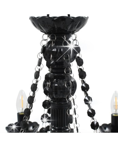 Lustre à perles Noir 8 ampoules E14