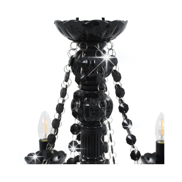 Lustre à perles Noir 8 ampoules E14