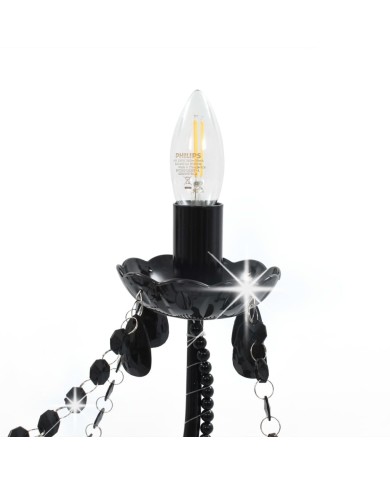 Lustre à perles Noir 8 ampoules E14