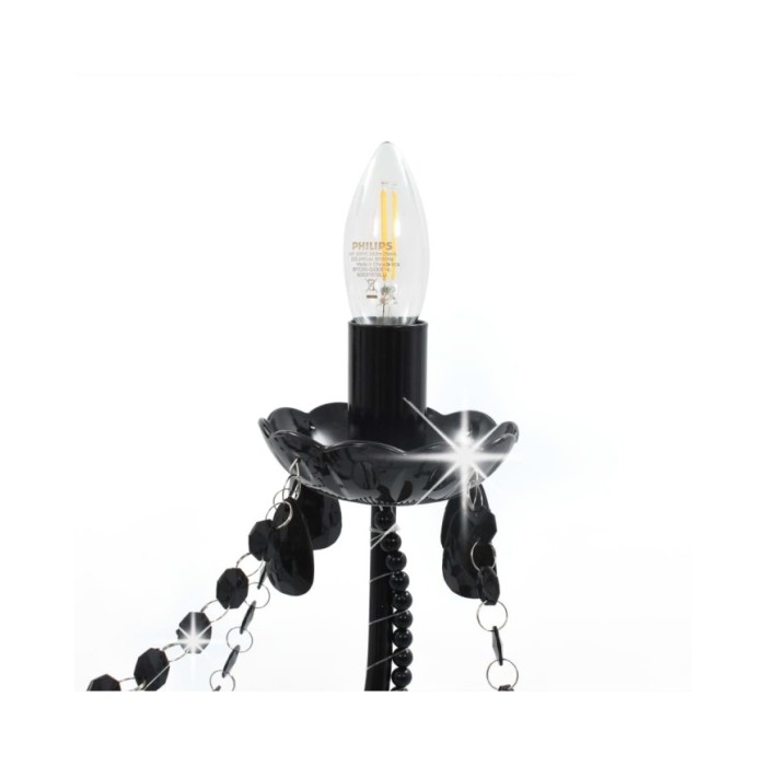 Lustre à perles Noir 8 ampoules E14