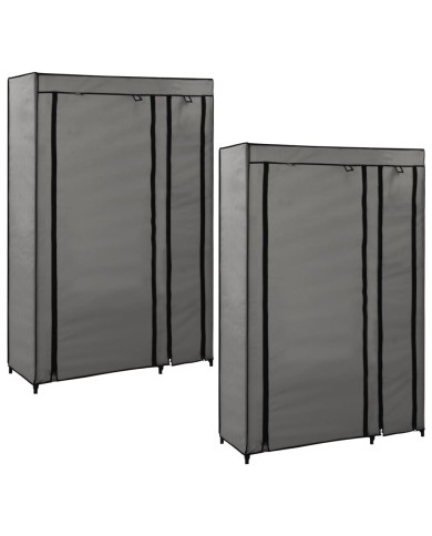 Garde-robes pliables 2 pcs Gris 110x45x175 cm Tissu