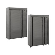 Garde-robes pliables 2 pcs Gris 110x45x175 cm Tissu
