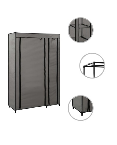 Garde-robes pliables 2 pcs Gris 110x45x175 cm Tissu