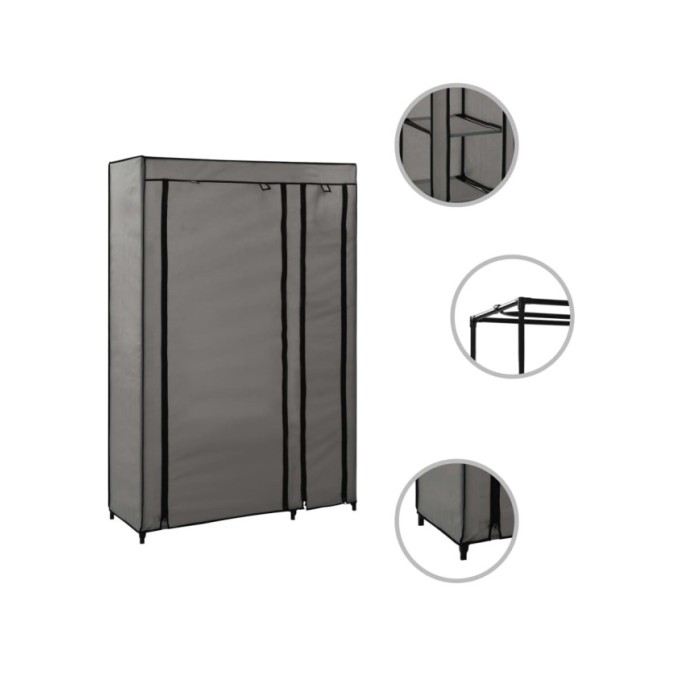 Garde-robes pliables 2 pcs Gris 110x45x175 cm Tissu