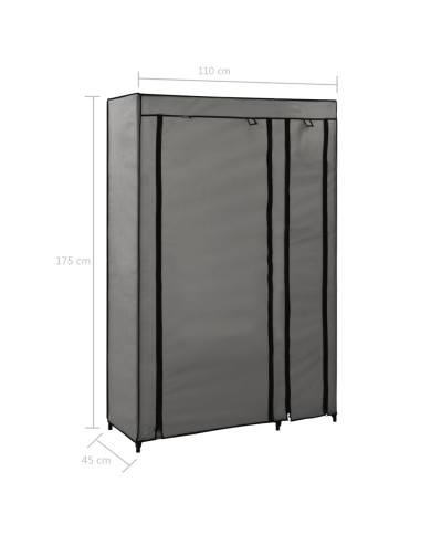 Garde-robes pliables 2 pcs Gris 110x45x175 cm Tissu