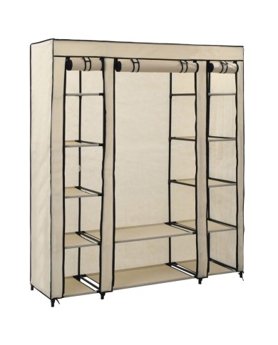 Armoire avec compartiments et tiges Crème 150x45x176 cm Tissu