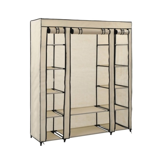 Armoire avec compartiments et tiges Crème 150x45x176 cm Tissu