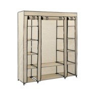 Armoire avec compartiments et tiges Crème 150x45x176 cm Tissu