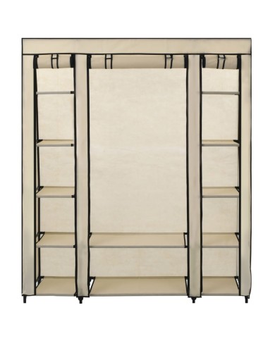 Armoire avec compartiments et tiges Crème 150x45x176 cm Tissu