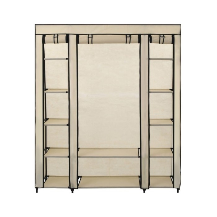 Armoire avec compartiments et tiges Crème 150x45x176 cm Tissu