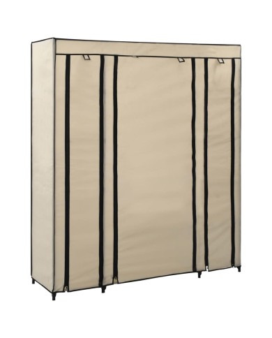 Armoire avec compartiments et tiges Crème 150x45x176 cm Tissu