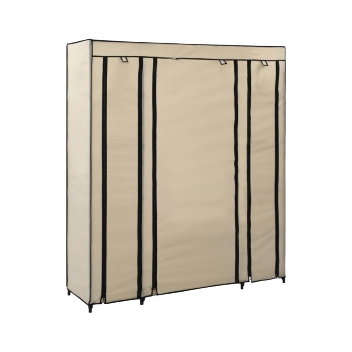 Armoire avec compartiments et tiges Crème 150x45x176 cm Tissu