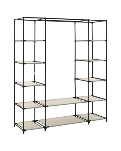 Armoire avec compartiments et tiges Crème 150x45x176 cm Tissu