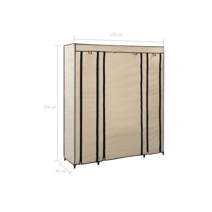 Armoire avec compartiments et tiges Crème 150x45x176 cm Tissu