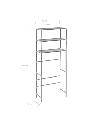 Support de rangement à 3 niveaux Argenté 69x28x169 cm