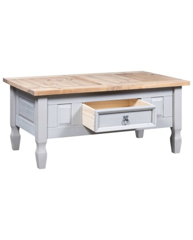 Table basse Pin mexicain Gamme Corona Gris 100x60x45 cm