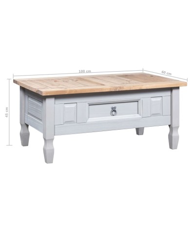 Table basse Pin mexicain Gamme Corona Gris 100x60x45 cm