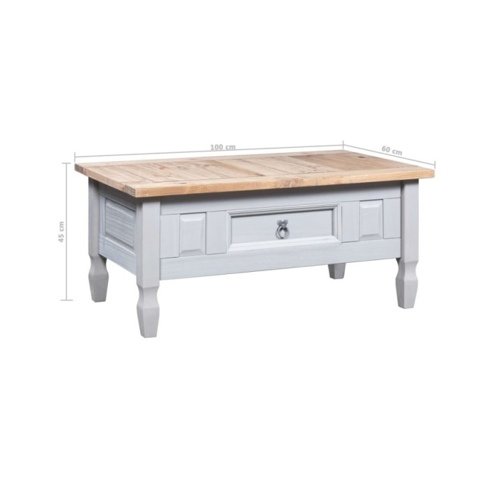 Table basse Pin mexicain Gamme Corona Gris 100x60x45 cm
