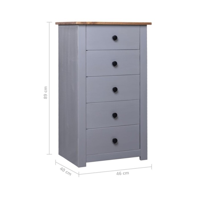 Buffet Gris 46x40x89 cm Pin Gamme Panama