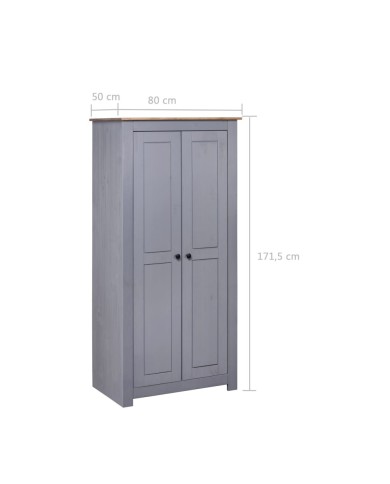 Garde-robe Gris 80x50x171,5 cm Pin massif Assortiment Panama