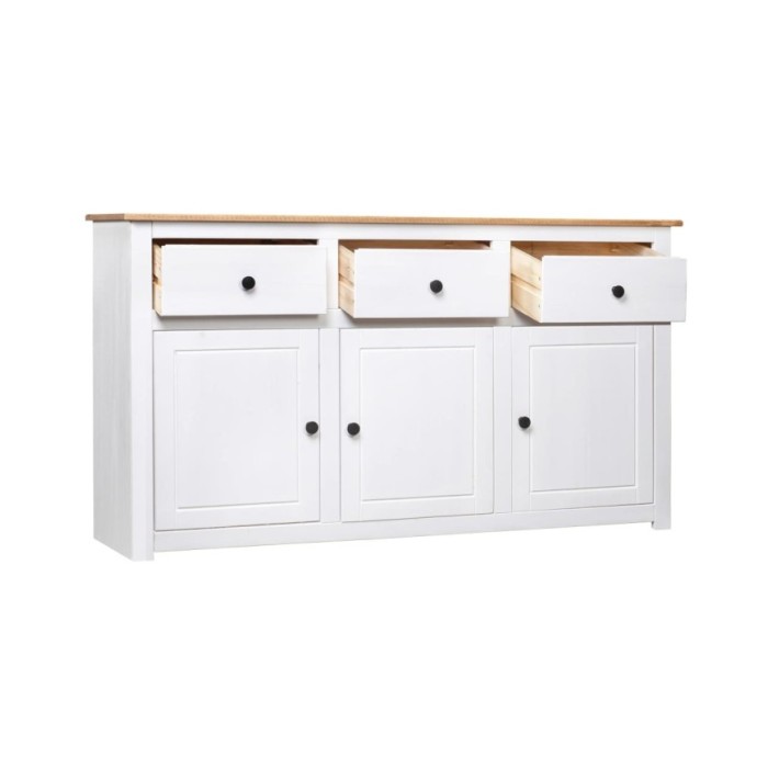 Buffet Blanc 135x40x80 cm Pin solide Gamme Panama