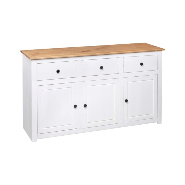Buffet Blanc 135x40x80 cm Pin solide Gamme Panama