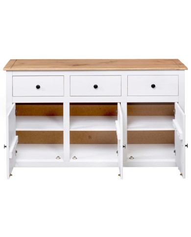 Buffet Blanc 135x40x80 cm Pin solide Gamme Panama