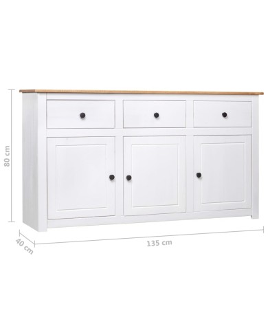 Buffet Blanc 135x40x80 cm Pin solide Gamme Panama