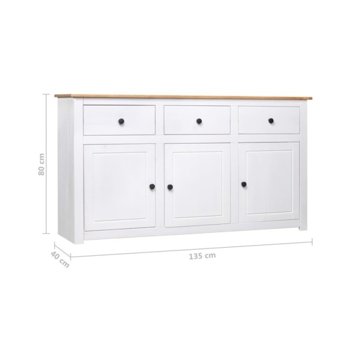 Buffet Blanc 135x40x80 cm Pin solide Gamme Panama