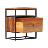Table de chevet 40 x 30 x 50 cm Bois de récupération et acier