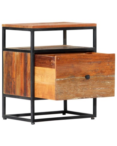 Table de chevet 40 x 30 x 50 cm Bois de récupération et acier