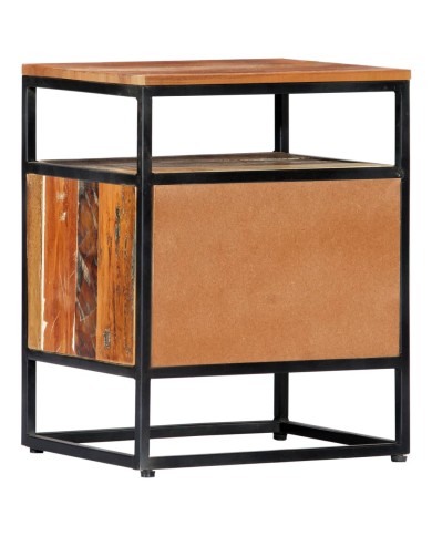 Table de chevet 40 x 30 x 50 cm Bois de récupération et acier