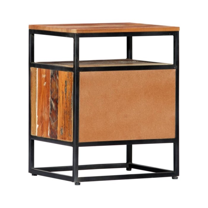 Table de chevet 40 x 30 x 50 cm Bois de récupération et acier