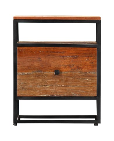 Table de chevet 40 x 30 x 50 cm Bois de récupération et acier