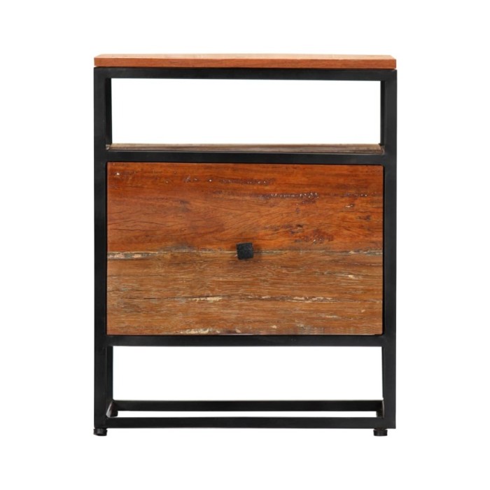 Table de chevet 40 x 30 x 50 cm Bois de récupération et acier
