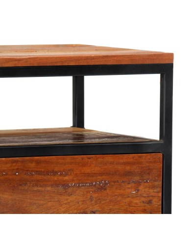 Table de chevet 40 x 30 x 50 cm Bois de récupération et acier