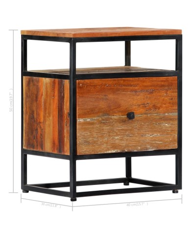 Table de chevet 40 x 30 x 50 cm Bois de récupération et acier