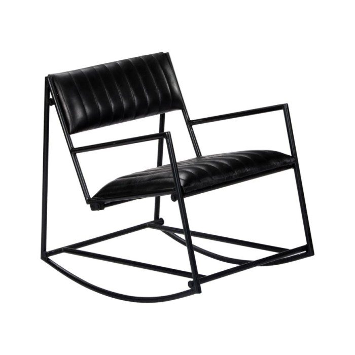 Chaise à bascule Noir Cuir véritable