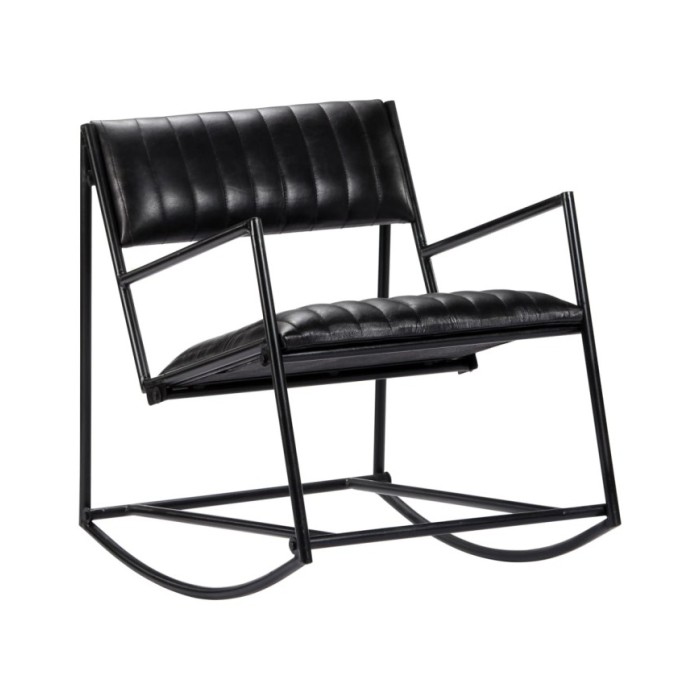 Chaise à bascule Noir Cuir véritable