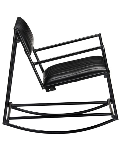Chaise à bascule Noir Cuir véritable