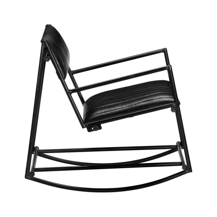 Chaise à bascule Noir Cuir véritable