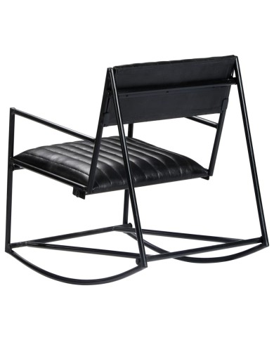 Chaise à bascule Noir Cuir véritable