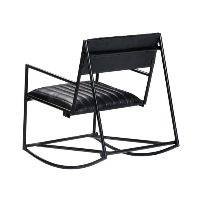 Chaise à bascule Noir Cuir véritable