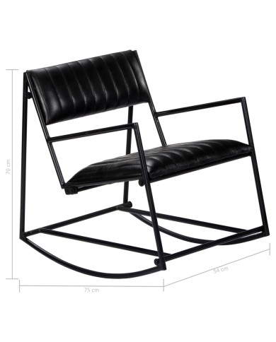 Chaise à bascule Noir Cuir véritable
