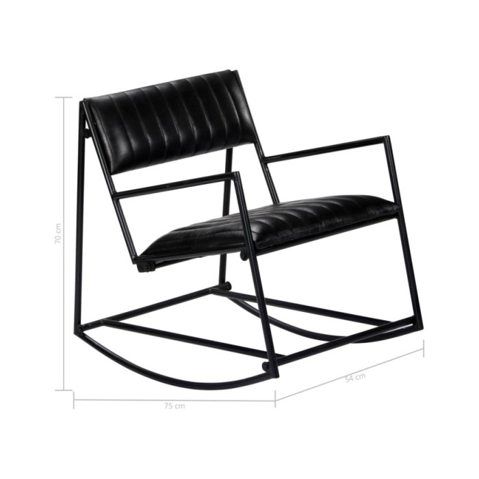 Chaise à bascule Noir Cuir véritable