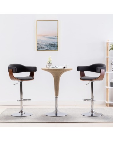 Tabourets de bar 2 pcs Gris Bois courbé et tissu