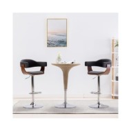 Tabourets de bar 2 pcs Gris Bois courbé et tissu