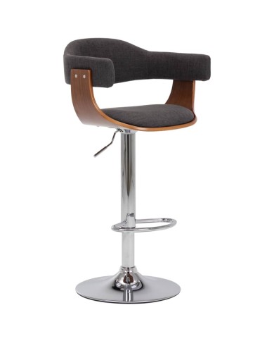 Tabourets de bar 2 pcs Gris Bois courbé et tissu